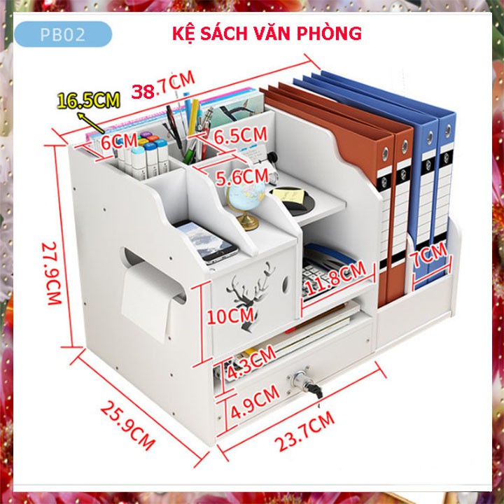 Giá Để Sách Văn Phòng Bàn Làm Việc PB02- Trắng