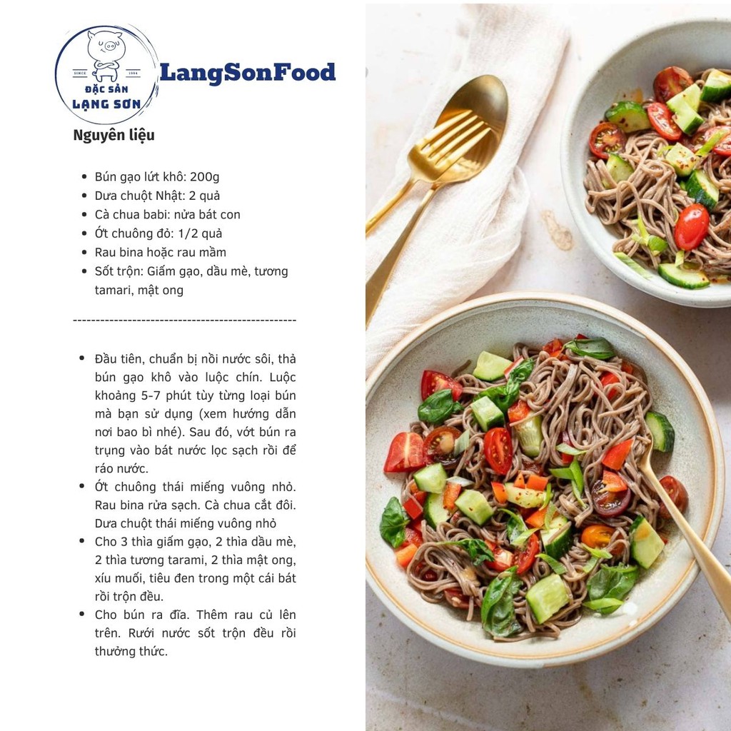 Bún Gạo Lứt Giảm Cân Eat Clean Ăn Kiêng LangSonFood Làm Từ 100% Gạo Lứt Gói 500g