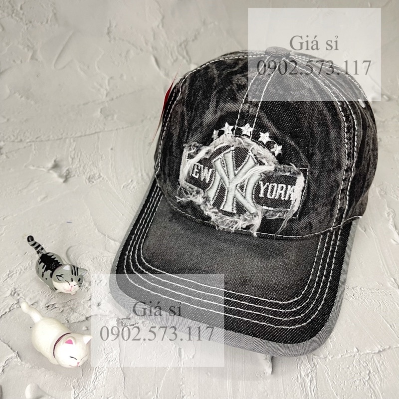 Nón kết lưỡi trai jean thêu N.Y ngôi sao bụi bặm chất lừ phong cách nam nữ
