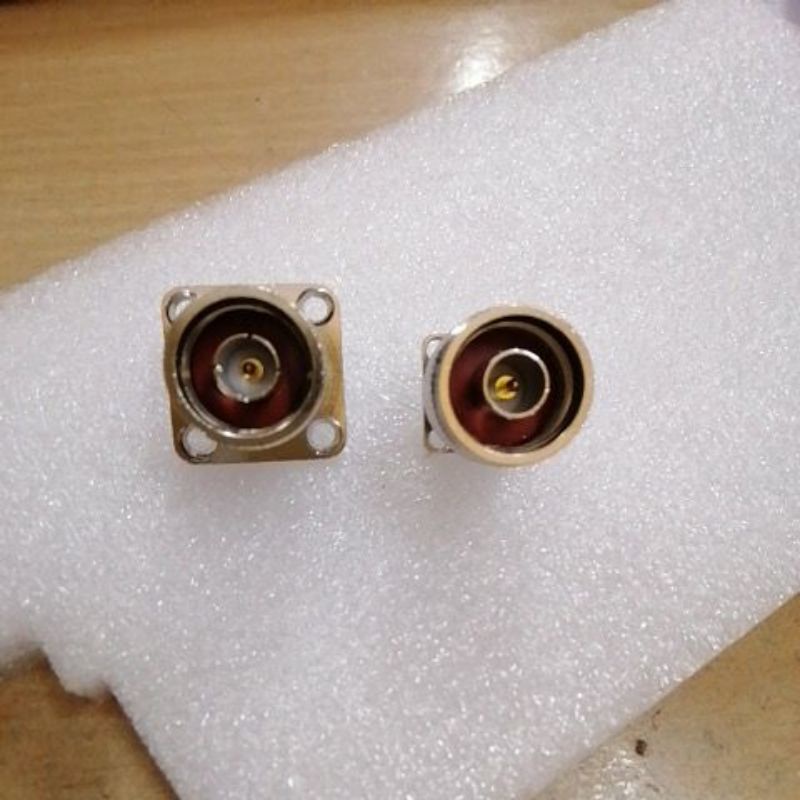 Đầu jack N male đực gắn panel mặt bích vuông 17 vuông 25