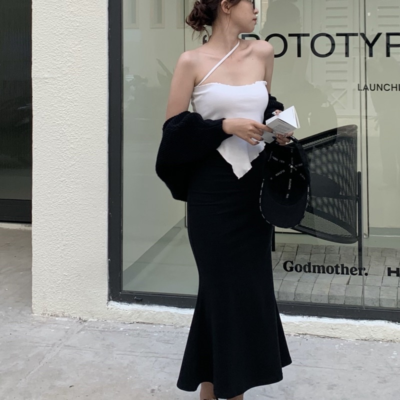 SKIRT W03 - CHÂN VÁY ĐEN ĐUÔI CÁ -HOẢ TỐC
