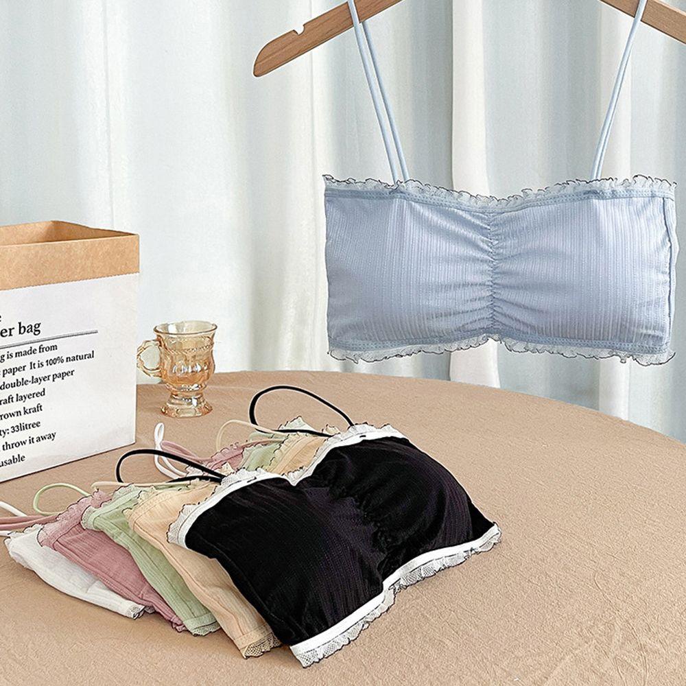 OCEANMAP Áo Lót Crop Top Ba Nút Hở Lưng Màu Sắc Trơn Thân Thiện Với Da Thoáng Khí Thân Thiện Với Làn Da Dành