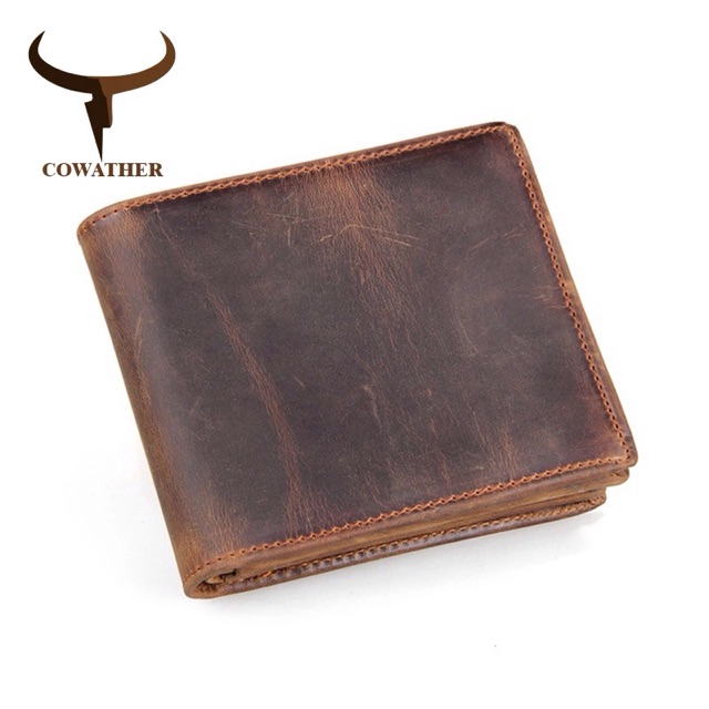 Ví da bò Nam 100% genuine leather wallets men sang trọng, giá phong cách nam gốc thương hiệu Cowather hàng xách tay Mỹ