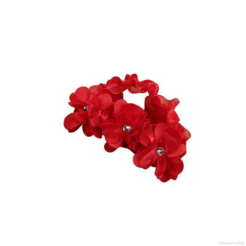 Đầm công chúa màu đỏ dễ thương + băng buộc đầu cho bé gái