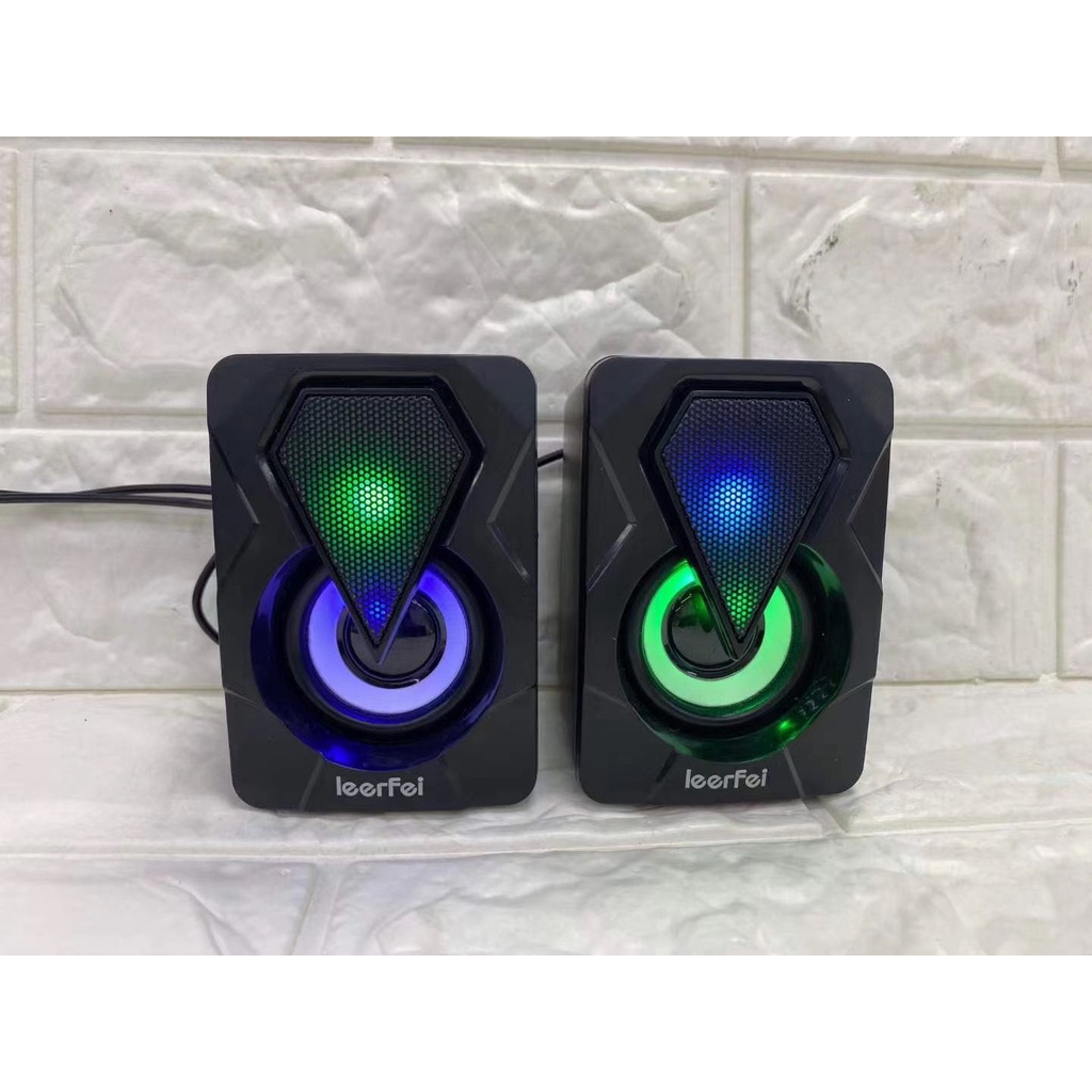 Loa Vi Tính 2.0 Mini LeerFei YST-0146 Led RGB Đổi Màu Tặng Kèm Thiết Bị Kết Nối Không Dây