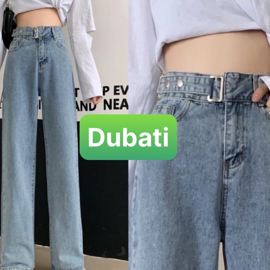 QUẦN BAGGY JEAN NỮ XANH CHẤT BÒ EO KIỂU ỐNG RỘNG SUÔNG DÀI LƯNG CAO NÂNG MÔNG NHẬT BẢN DB-129-DUBATI FASHION