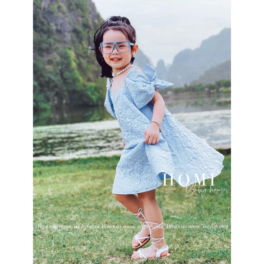 Váy bé gái HOMI BABY HOUSE đầm công chúa Fiona màu trắng/xanh/hồng cho bé dự tiệc dạo phố