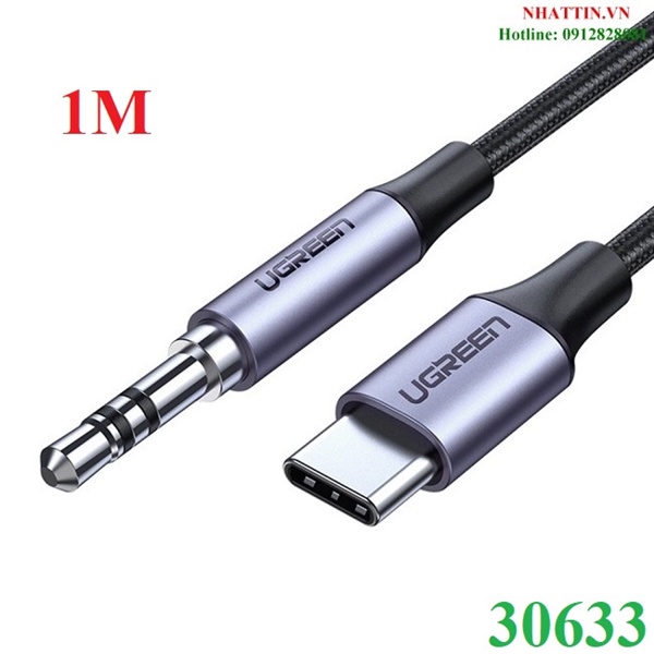 Cáp chuyển USB Type-C to Audio 3.5mm bọc Nylon dài 1M Ugreen 30633 cao cấp