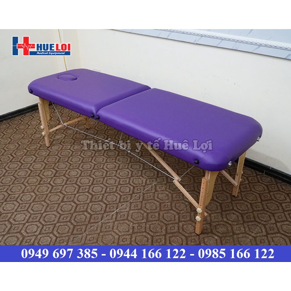 GIƯỜNG MASSAGA GẤP GỌN, GIƯỜNG SPA CÓ LỖ ÚP MẶT CHÂN GỖ