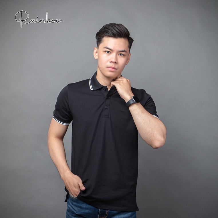 Áo Polo nam cotton cao cấp chính hãng Rainbow SPO002 Regular Fit phối bo viền trẻ trung - Thấm hút mồ hôi chuẩn size nam | BigBuy360 - bigbuy360.vn