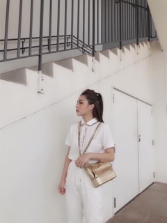 Áo phông bbr cổ sen phối viền