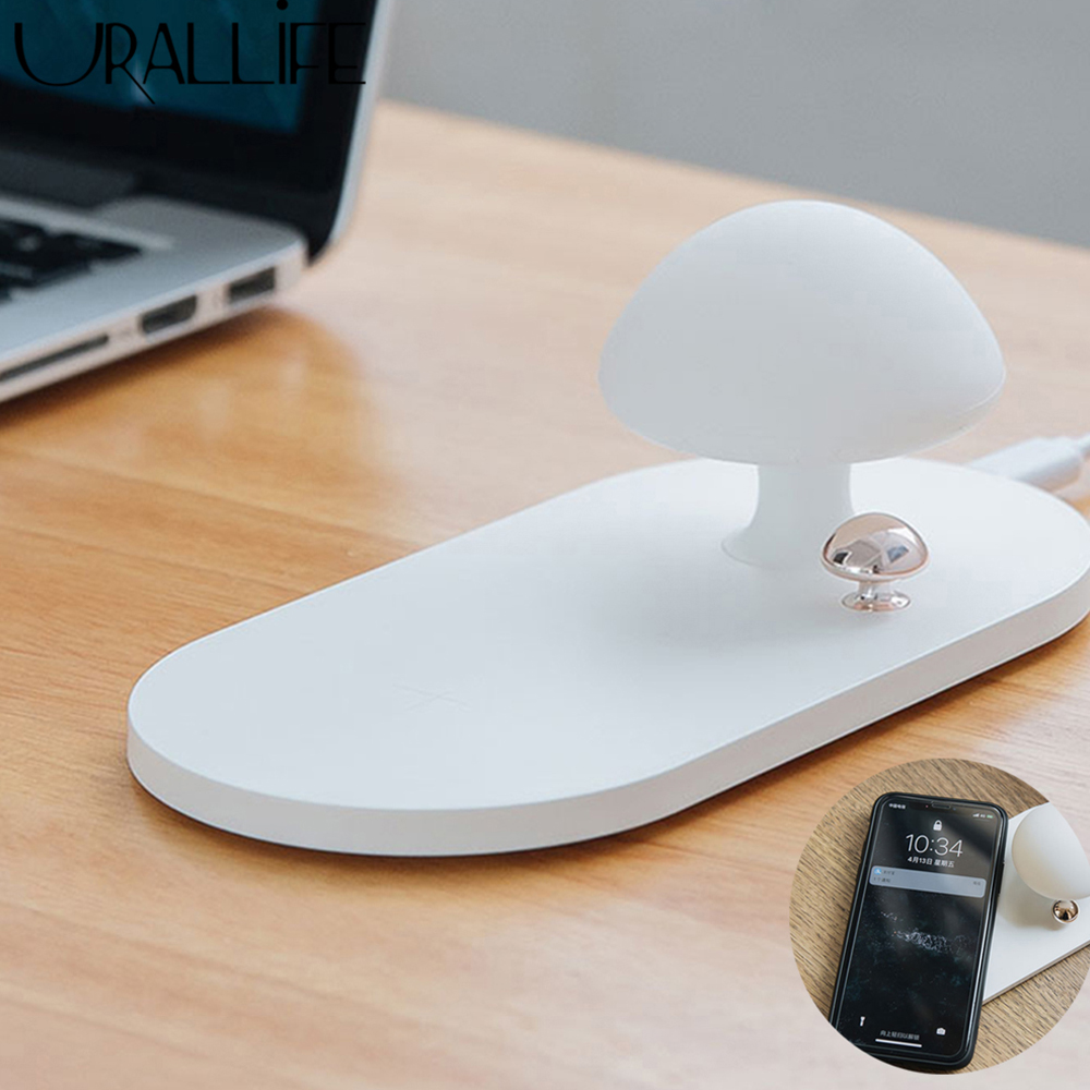 Đế sạc nhanh không dây UARELIFFE kiểu cây nấm có đèn led cho điện thoại
