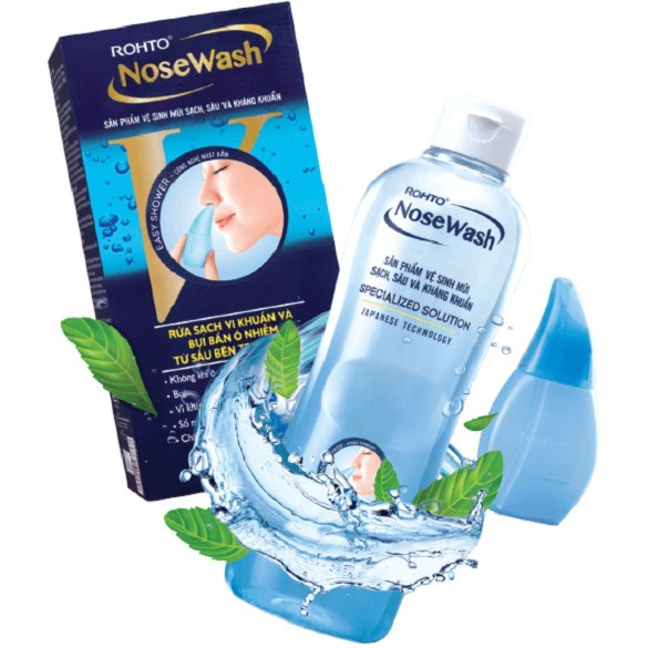 Bộ Sản Phẩm Vệ Sinh Mũi Rohto NoseWash (1 Bình Vệ Sinh Mũi Easy Shower + 1Dung Dịch)