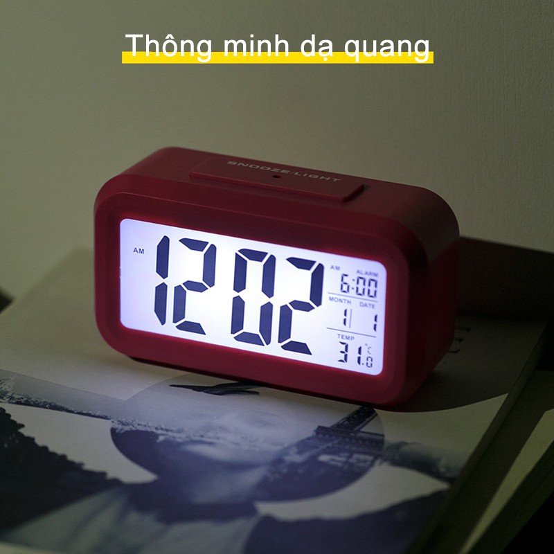 Đồng hồ báo thức, tắt tiếng, đồng hồ điện tử,Màn hình sáng,không bao gồm pin