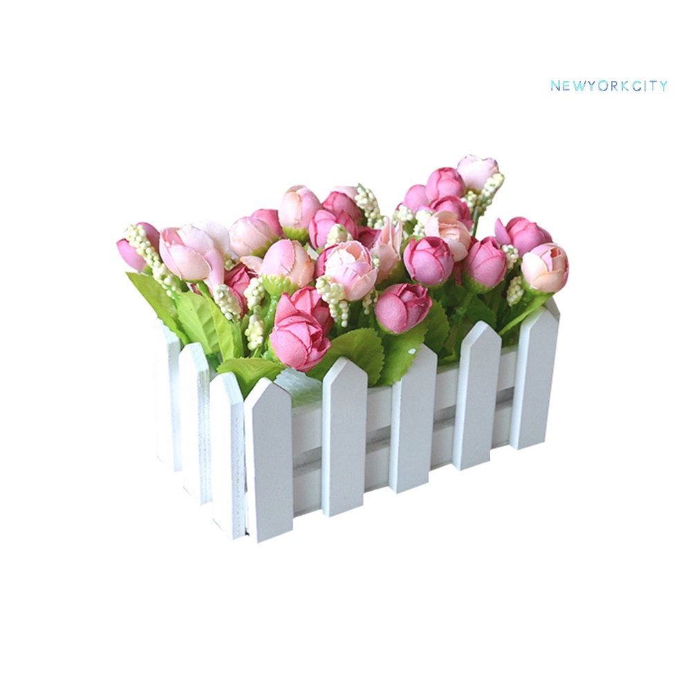 1 Bộ Hàng Rào Và Giá Đỡ Hoa Nhân Tạo Bằng Gỗ Màu Trắng Dành Cho Trang Trí Vườn Nhà