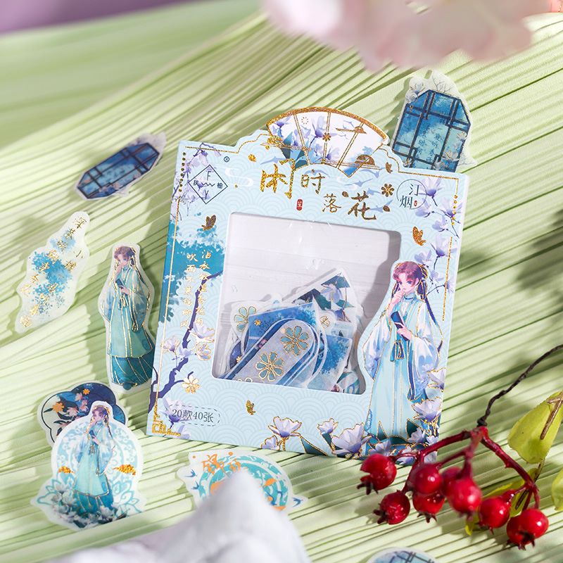 Sticker cổ trang - nhãn dán trang trí - ánh kim - Sênh Ca Lệnh - 1 pet x 40 tờ