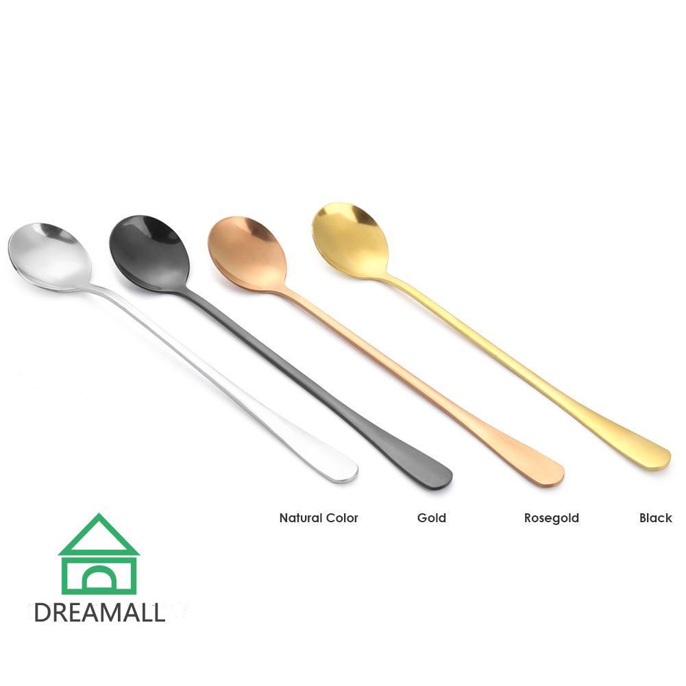 New Long Handle Stainless Steel Spoon Coffee Tea Spoons Tableware