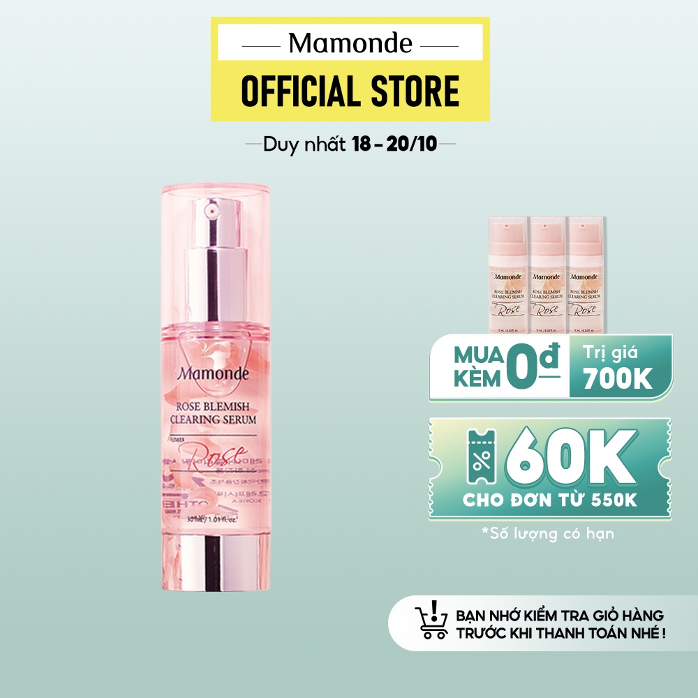 Tinh chất hoa hồng làm mờ thâm mụn & dưỡng sáng Mamonde Rose Blemish Clearing Serum 30ML