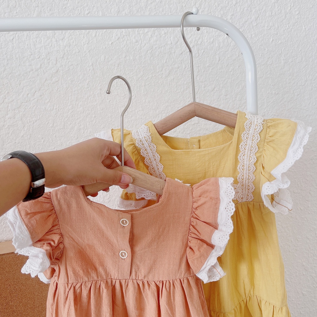 Váy hè cánh tiên viền ren trắng cho bé gái 1-5 tuổi (Mã 091)