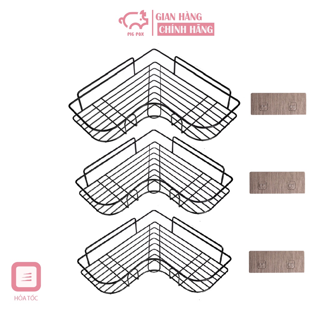 Combo Kệ Góc Dán Tường Để Đồ Nhà Tắm Chất Liệu Thép Bản To Không Rỉ - PIGPOX