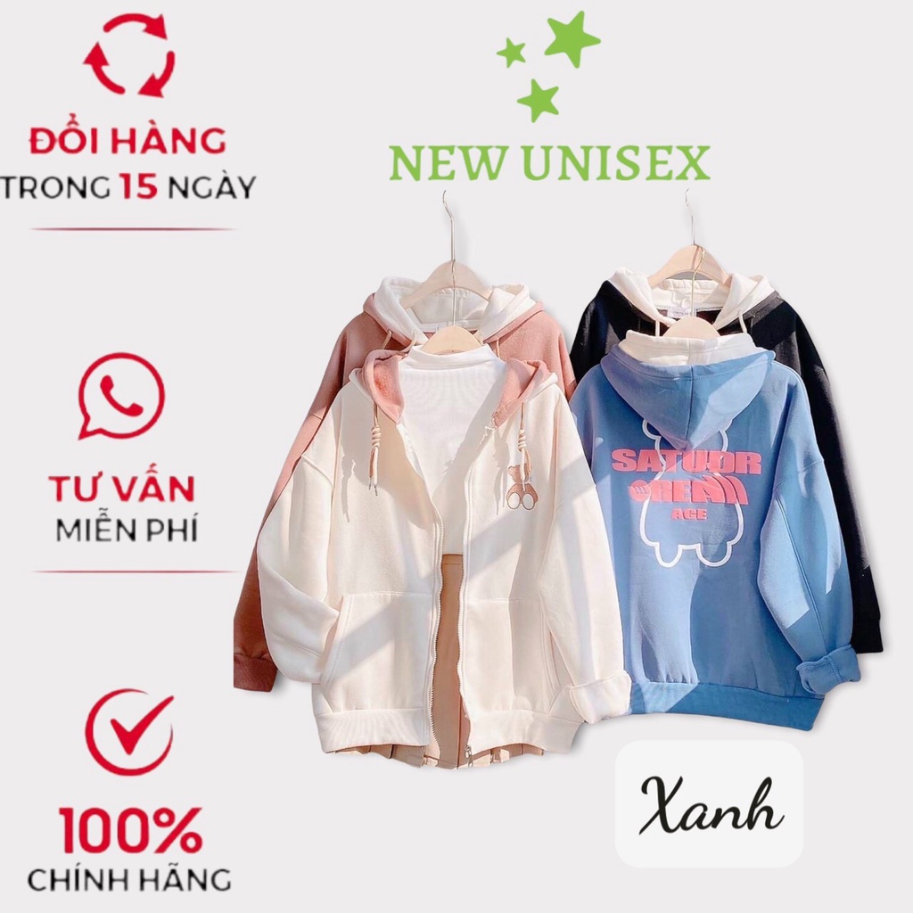áo hoodies nữ nỉ ngoại in nổi đẹp hình logô hoạt hình phối 2 nón siêu cute