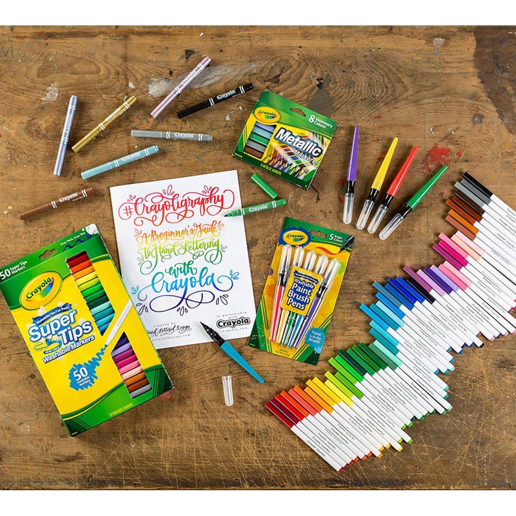 Bộ Bút lông vẽ nét thanh nét đậm của Mỹ - Crayola Super tips 50 màu