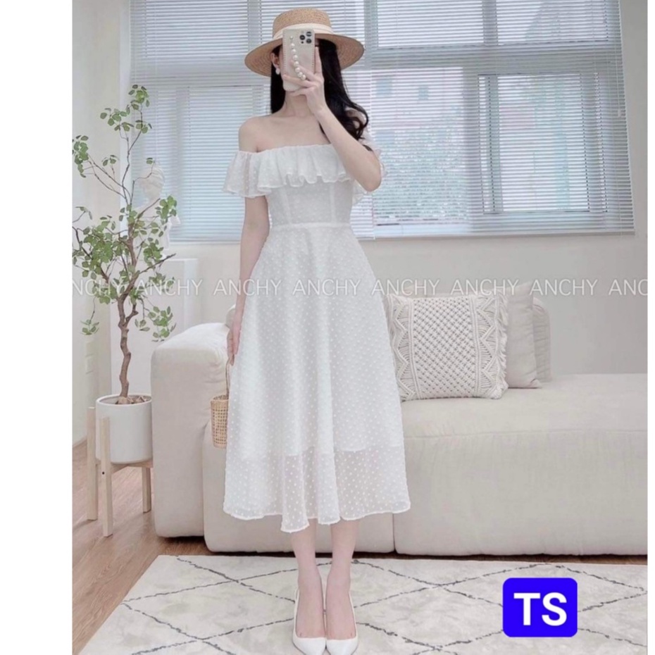 Đầm thiết kế, đầm dự tiệc maxi trể vai phối bèo ngực siêu xinh | BigBuy360 - bigbuy360.vn