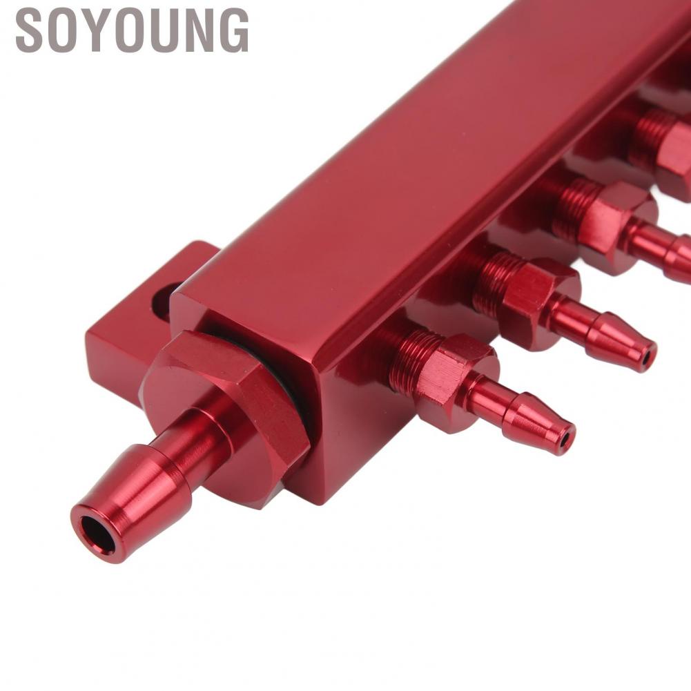 Soyoung 6 Port Vacuum Block Intake Manifold Kit 1/8in NPT Connector 1/2in Inlet Outlet Universal for Car Truck Turbos