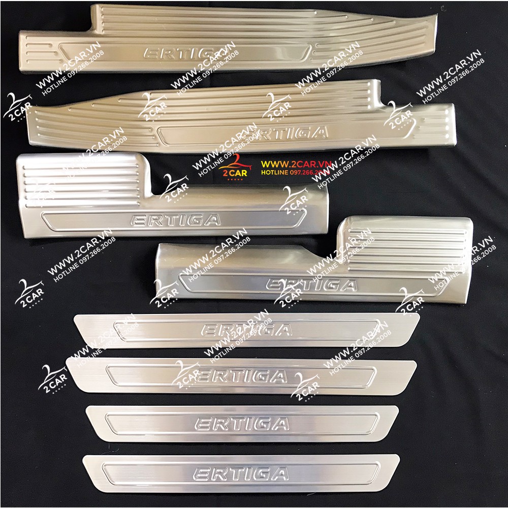 Ốp Bậc Cửa, Nẹp Bước Chân Trong Ngoài Xe Suzuki Ertiga 2019-2020, chất liệu Inox