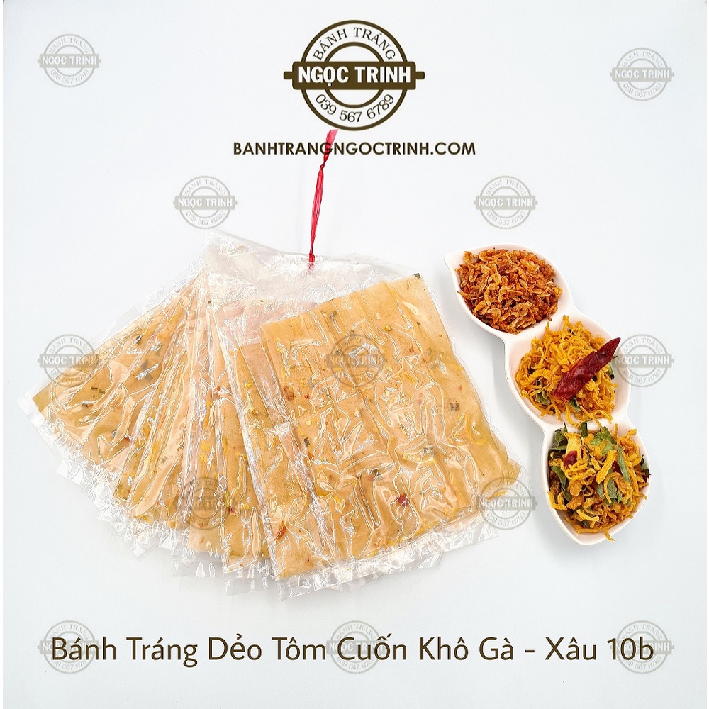 (Xâu 10/túi) Bánh tráng dẻo cay lá dứa cuốn hành phi cực ngon bánh tráng Ngọc Trin