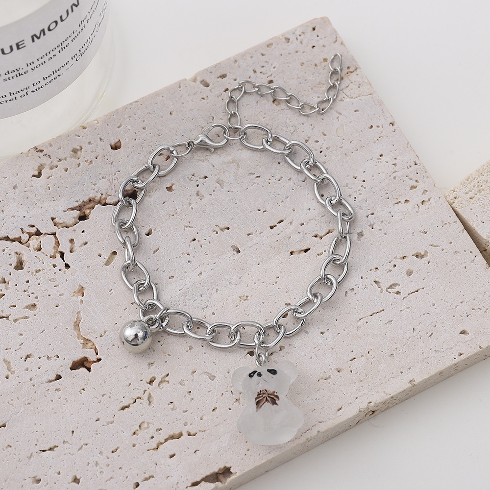 Vòng Tay Mặt Hình Gấu Trong Suốt Phong Cách hip-Hop unisex