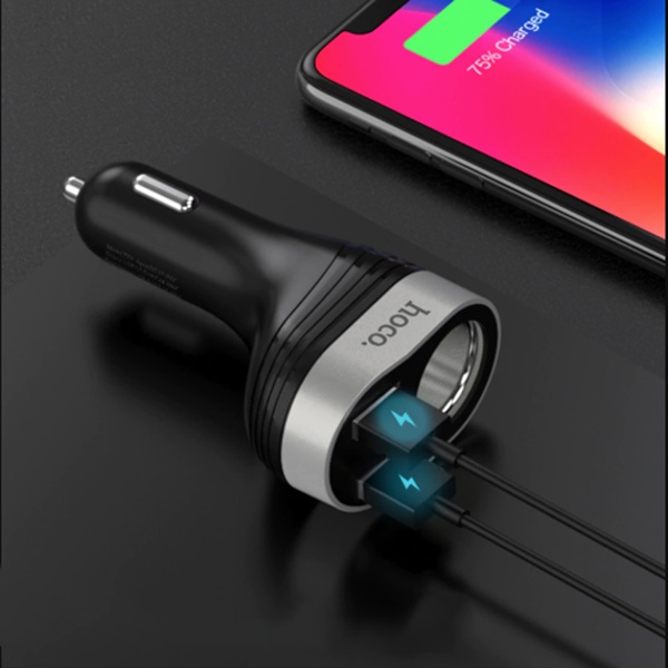 Tẩu sạc nhanh xe hơi Hoco Z32 Speed Up USB QC3.0 Công suất 18W, Z29 (1 Cổng Tẩu Sạc ô tô, 2 USB, đèn led) chính hãng