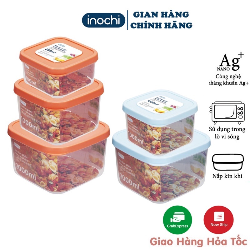 Combo 3 hộp đựng thực phẩm inochi bằng nhựa cao cấp
