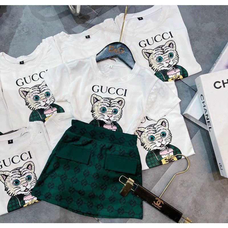 SET ÁO TRẮNG IN MÈO KÈM CHÂN VÁY CHO BÉ