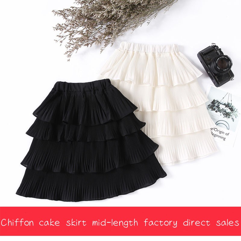 Chân Váy Chiffon Dài Trung Bình Họa Tiết Chấm Bi 6 Màu Tùy Chọn Phong Cách Phương Tây Mới Cho Bé Gái 3-15 Tuổi