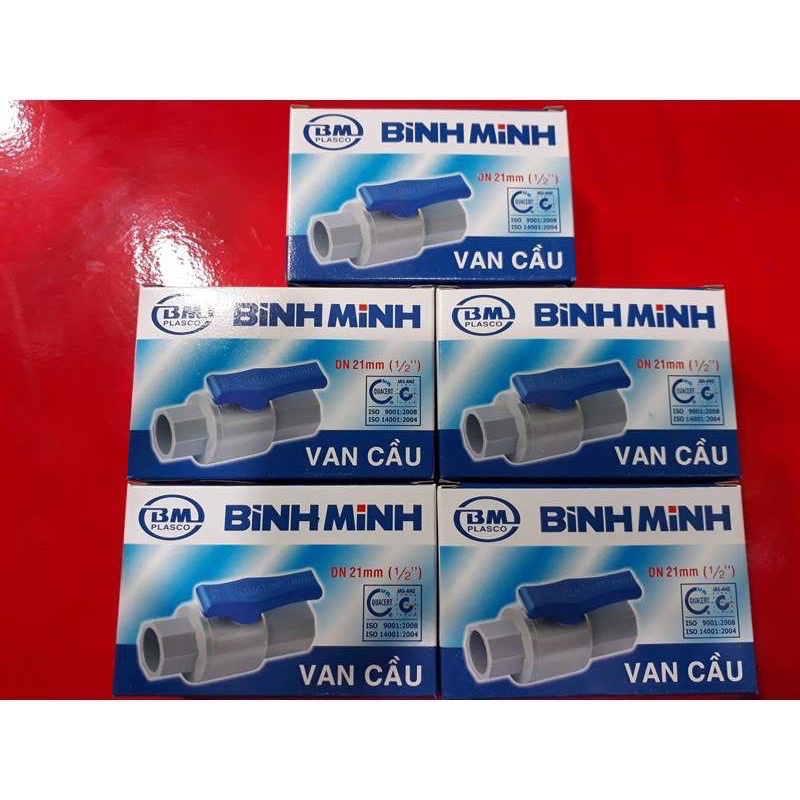 Van khoá nước, van cầu nhựa PVC Bình Minh (phi 21-27-34), phụ kiện ống nước PVC