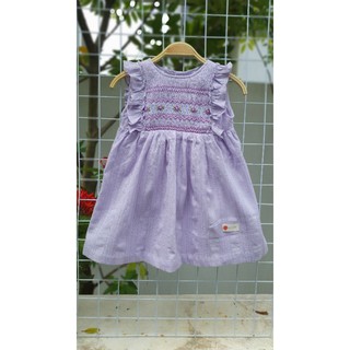váy smock thêu tay tím nhạt