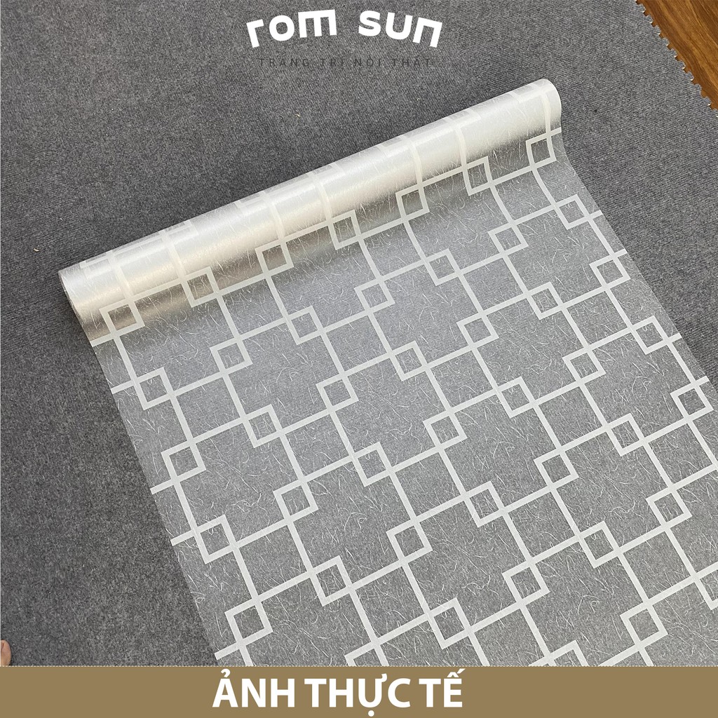 Decal dán cửa kính mờ trắng, giấy dán kính phòng ngủ chống nắng, đề can kẻ ô văn phòng