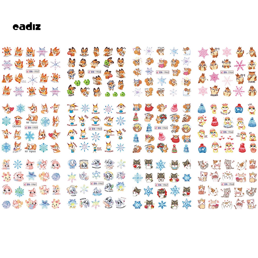 [Hàng mới về] Miếng dán trang trí móng tay nhiều màu sắc chủ đề giáng sinh