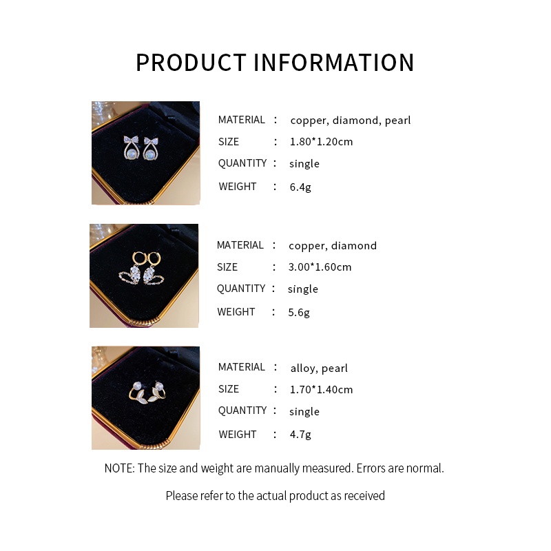 DREJEW Khuyên tai DREJEW 1 nơ đính đá phối ngọc trai thời trang sang trọng