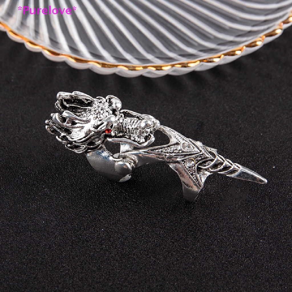&gt; Nhẫn Giáp Khớp Ngón Tay Hình Đầu Lâu Móng Vuốt Rồng Có Thể Uốn Cong Phong Cách Gothic Punk Trang Sức Halloween Cho Nam Và Nữ