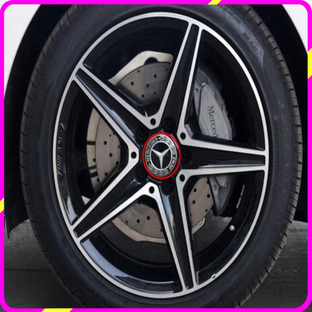 Logo chụp mâm, ốp vành la zăng bánh xe ô tô Mercedes, đường kính 75mm, chất liệu nhựa ABS ca