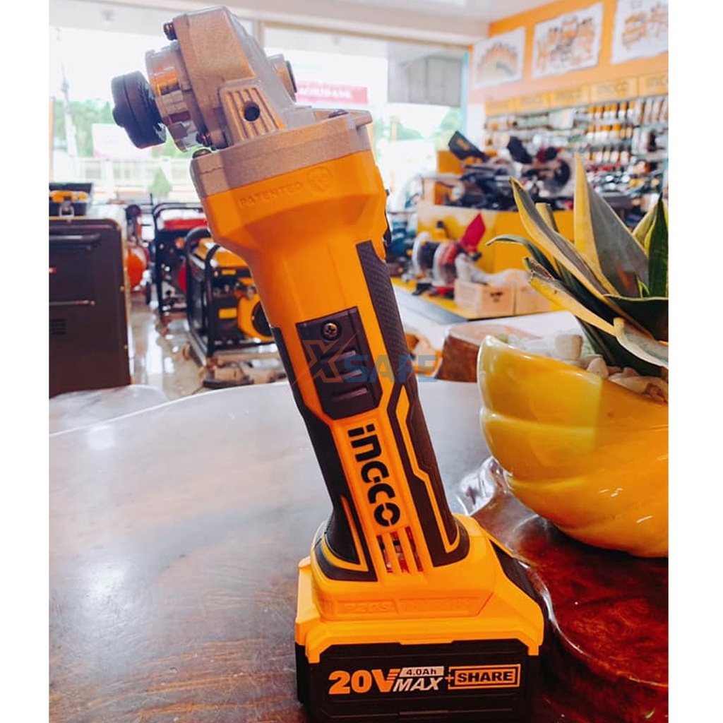 Máy mài góc dùng pin Lithium-ion 20V INGCO CAGLI1001 Đường kính đĩa mài 100mm, trục chính M10 (không kèm theo pin, sạc)