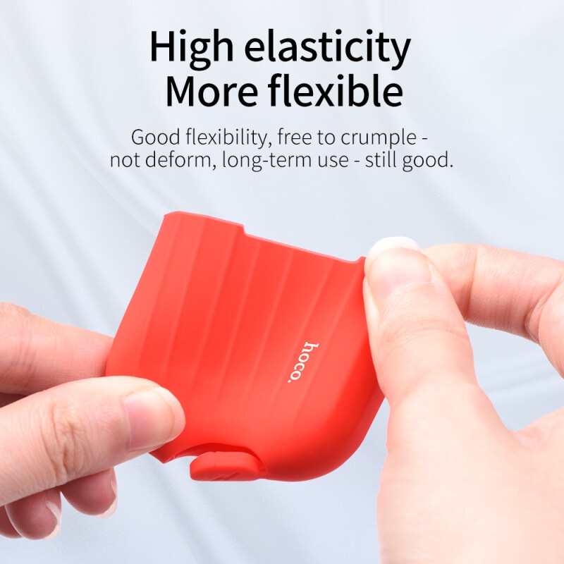 Vỏ bảo vệ hộp sạc tai nghe HOCO WB10 bằng silicon mềm chống thất lạc kèm móc gắn dành cho Airpods 1/2