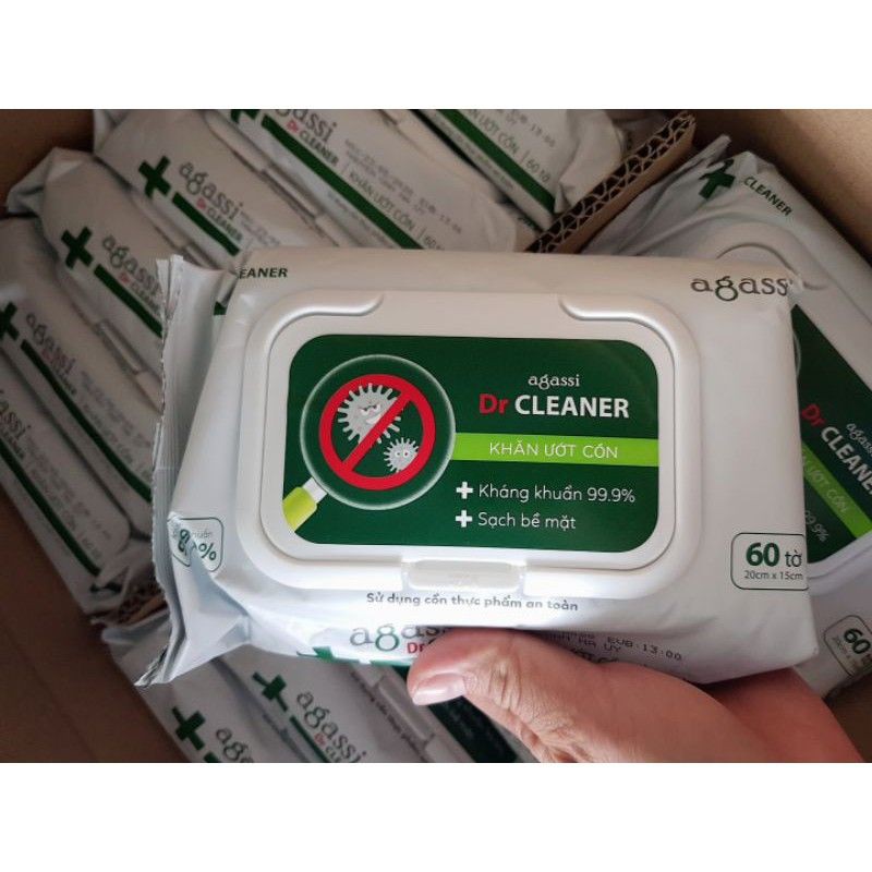 Khăn ướt có cồn Agassi Dr.Cleaner 60 tờ (Gói)