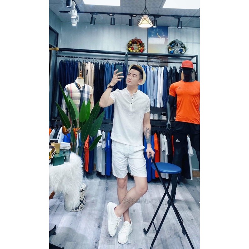 Đồ bộ đũi cổ tàu cúc gỗ . Bộ đũi nam thời trang . | BigBuy360 - bigbuy360.vn