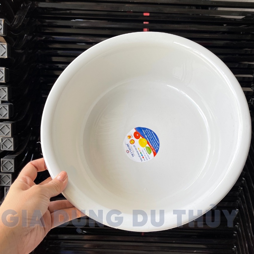 Thau nhựa tròn màu trắng size nhỏ 20-30 phù hợp làm chậu rửa mặt, rửa rau quả nhiều màu sắc của gia dụng Du Thủy
