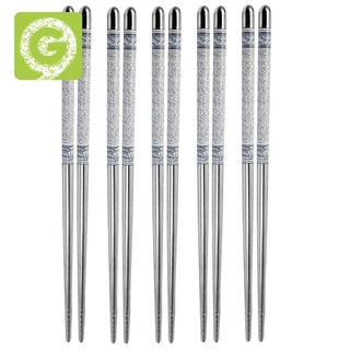 Bộ 5 đôi đũa sứ họa tiết gốm sứ màu trắng xanh