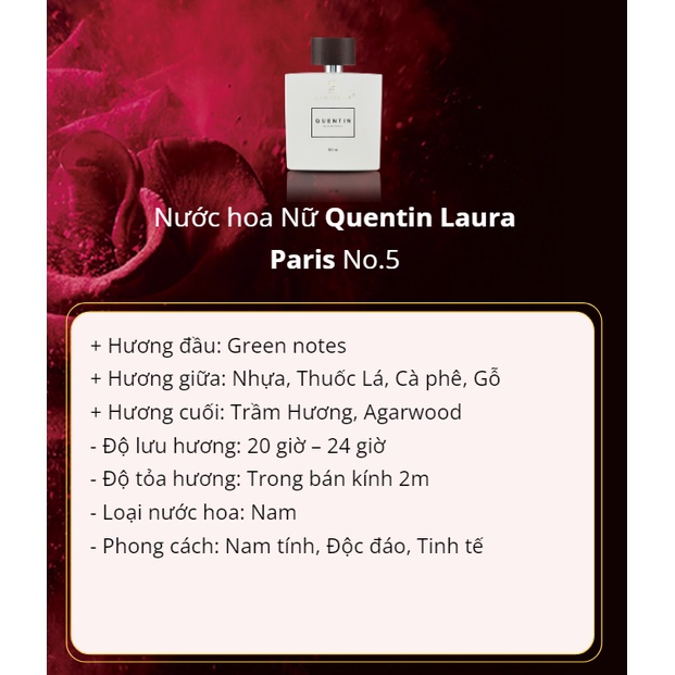 Nước Hoa Nam Nữ Cao Cấp Chính Hãng Laura Paris từ PHÁP, Hương Thơm Lâu Cuốn Hút, Lưu Hương 24H, 100ML