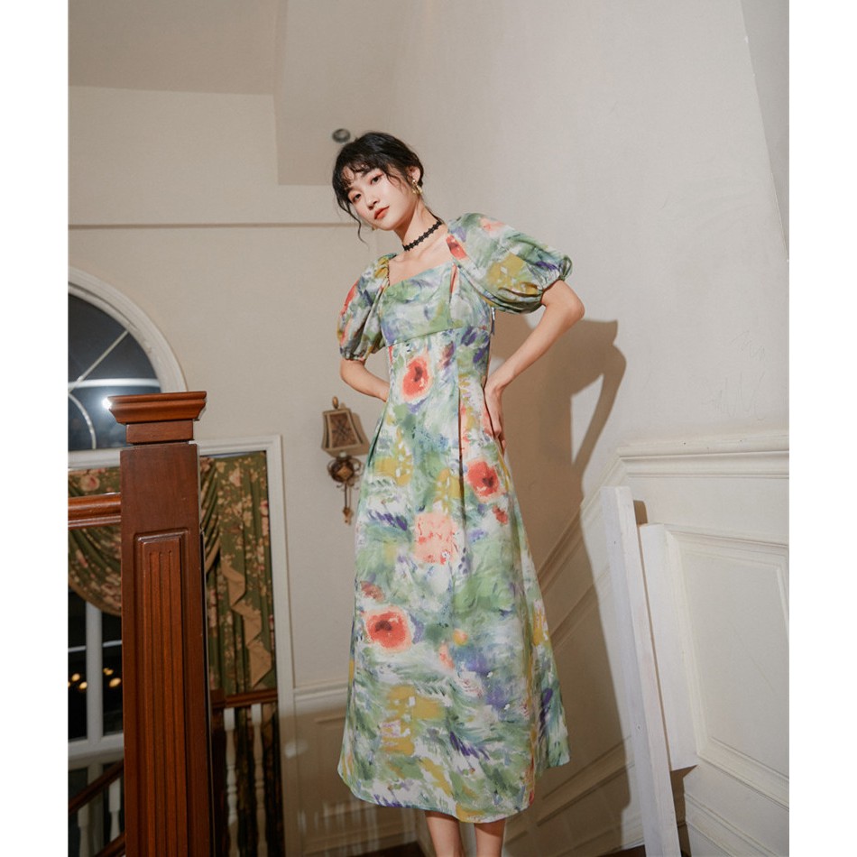 Đầm Màu Tranh Sơn Dầu - MUOJ - Thiết Kế Châu Âu - phong cách Vintage | BigBuy360 - bigbuy360.vn